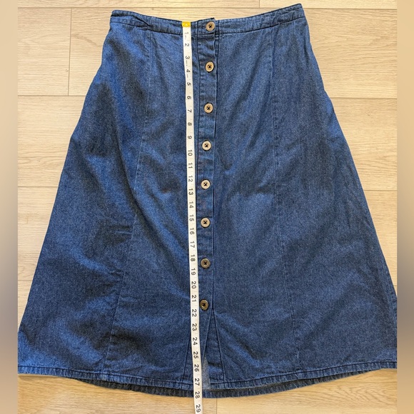 Vermont Country Store Denim Skirt Sz Medium Petite A Line Classic Midi Western - Picture 4 of 8